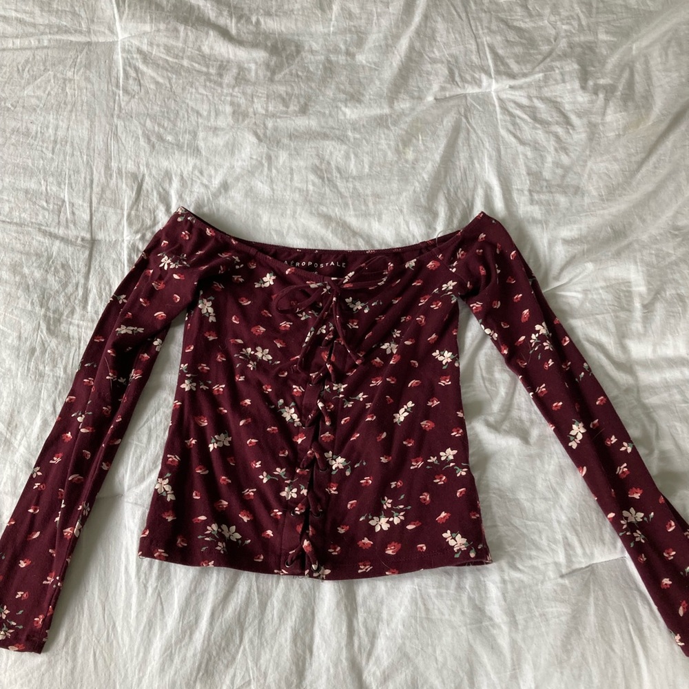 Aeropostale dark red off the shoulder top